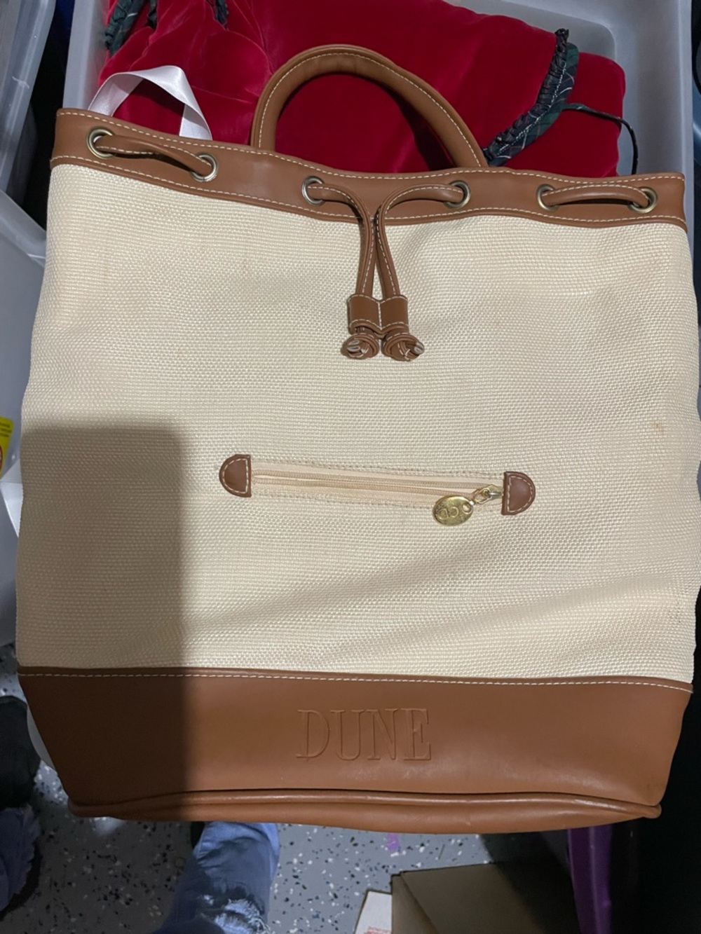 Dior Cream Canvas Tote with Brown Leather Trim